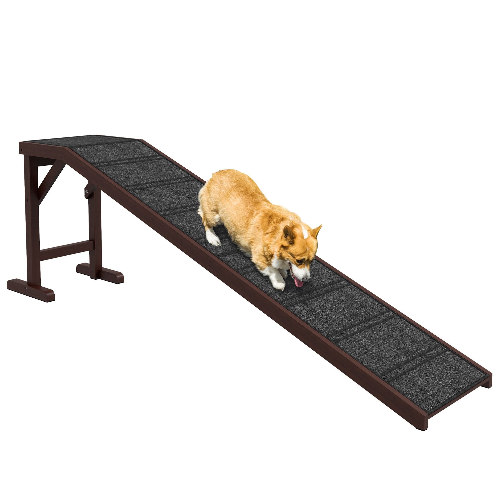 PawHut Dog Ramp Pet Ramp for Bed with Non-Slip Carpet, Top Platform, 74" x 16" x 25", Brown PawHut Dog Ramp Pet Ramp for Bed with Non-Slip Carpet, Top Platform, 74" x 16" x 25", Brown